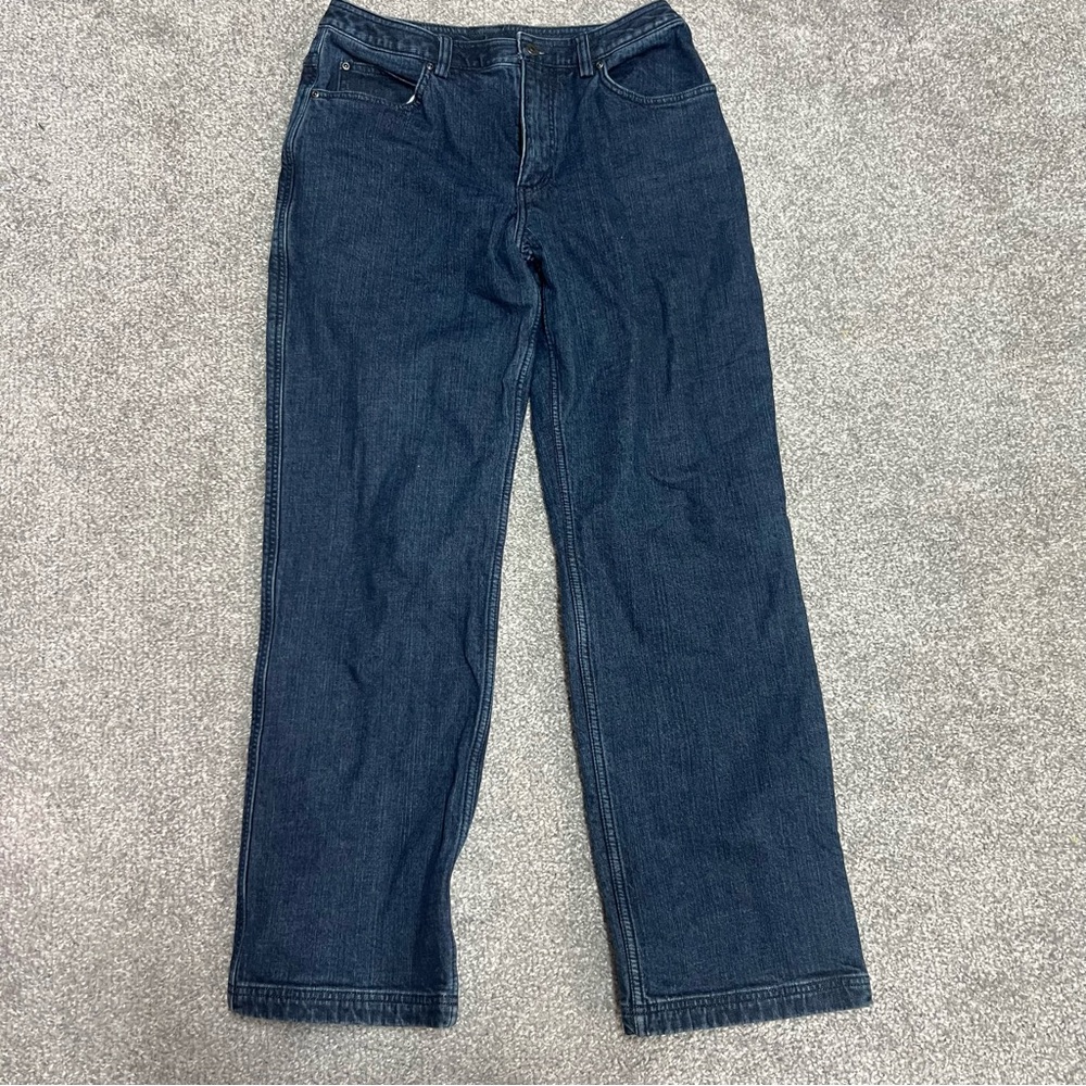 Duluth Trading Jeans Womens 8x31 Blue Daily Straight Flannel Lined Denim